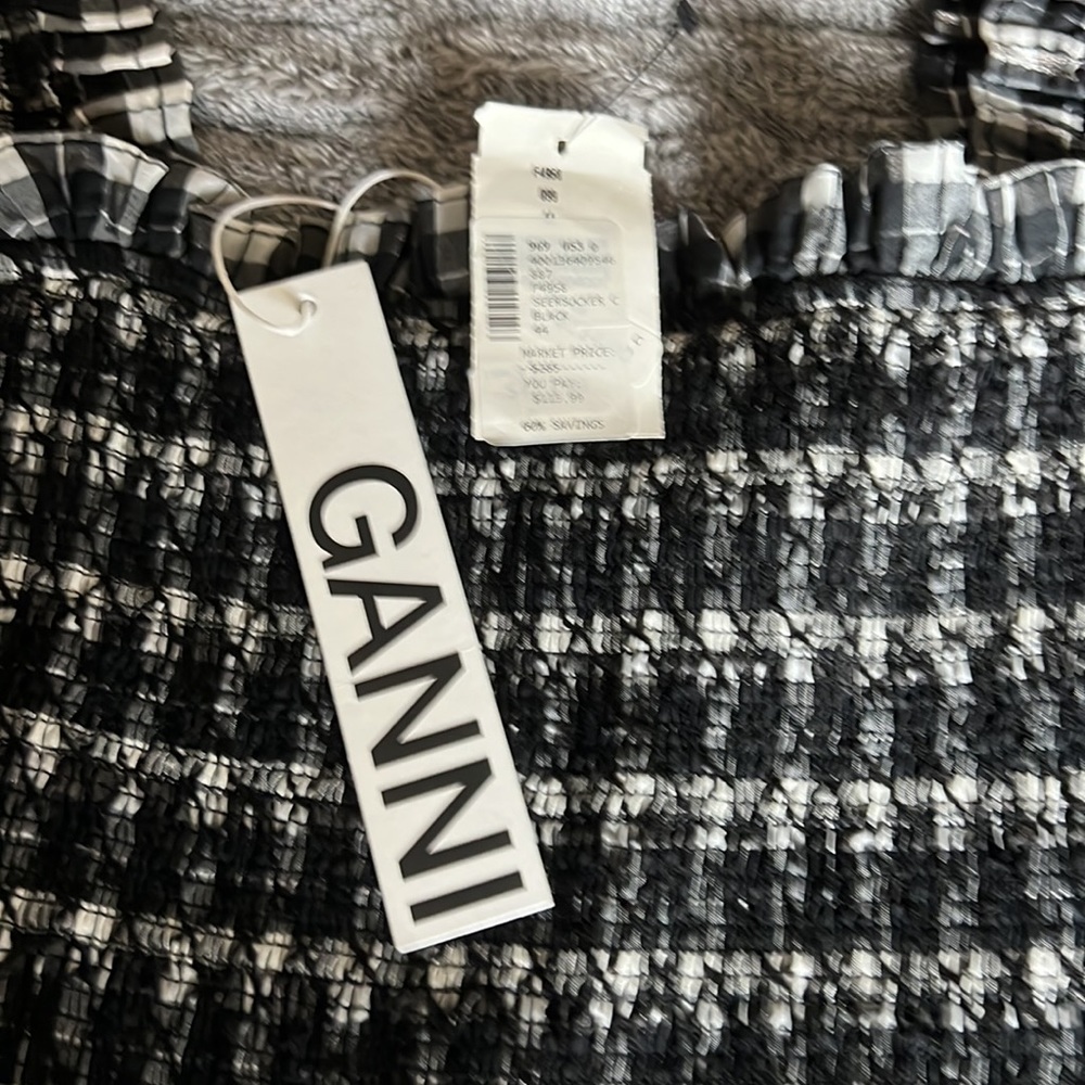 Ganni Black and White Plaid Maxi Dress - Picture 3 of 7